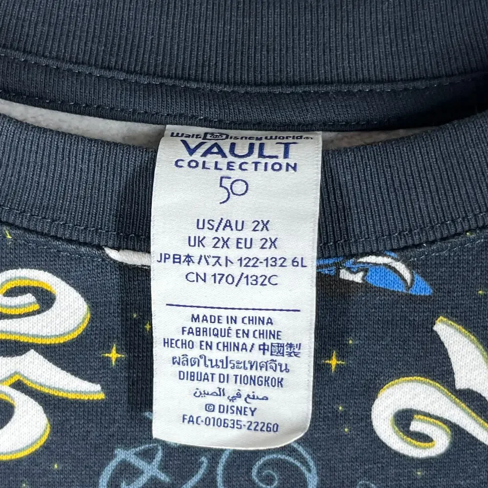 Walt Disney World Sweater Adult 2X Blue 25th Anniversary Vault 50 Mickey Spirit